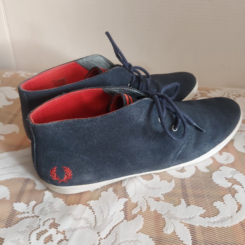 Fred Perry Byron Low Suede Navy Red Men Sneaker B4271/584 Size 11 US